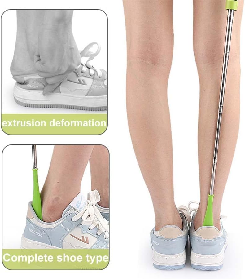 Shoe Horn Retractable Stainless Steel Long-Handle Foldable Shoe Puller for Seniors Extended Travel Pregnant Women 1 Pack