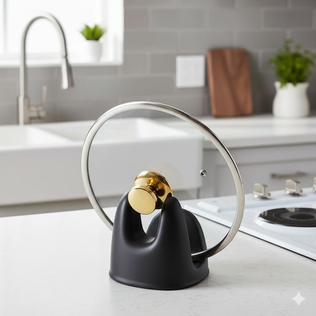 Nihow Ceramic Pot Lid Holder While Cooking for Kitchen Counter/Stove Top | Blue,Stable, Dishwasher Safe, Keep Counter Top Tidy and Clean,Water Proof,Saving Space,Heat Resistant