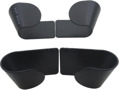 4 Pairs Pot and Pan Lid Holder Self Adhesive Wall Mount Storage Organizer Pot Lid Organizer for Cabinet (Black)