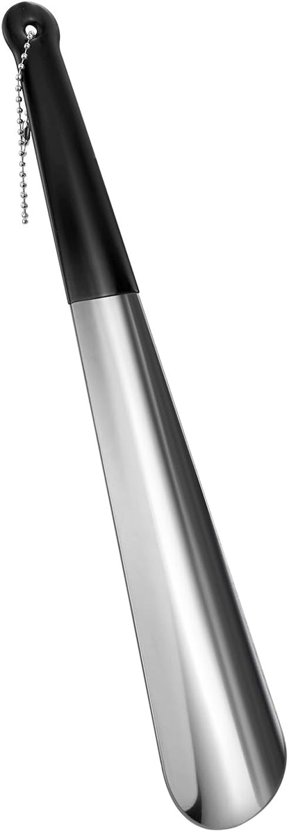 Metal Shoe Horn 12 Inch Portable Stainless Steel Shoehorn with Rubber Grip | Fashion Shoe Spoon Helper for Travel Home Use