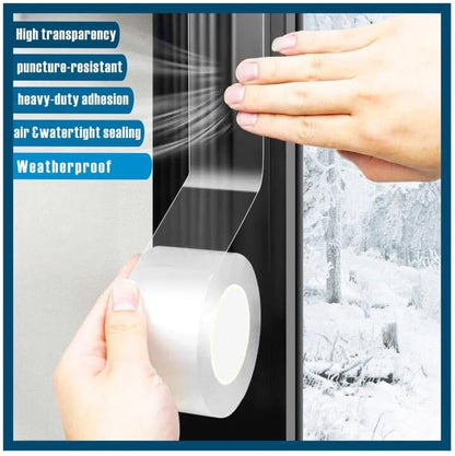 Transparent Window Weather Sealing Tape，2.75-Inch x 50ft，Clear Window Draft Isolation Sealing Film Tape，Clear Draft Stopper Adhesive Tape for Doors, Windows and Shower Glass Gaps. (2.75-Inch x 50FT)