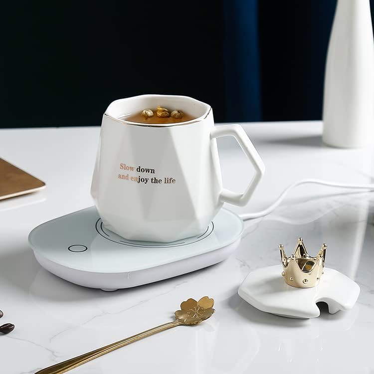 Coffee Warmer for Desk with Mug Set. Birthday Gifts Graduation Gifts for Woman. Coffee Cup Warmer with Automatic Shut Off, Heated Coffee Mug. Drink Warmer for Cocoa, Tea, Milk (Pink)