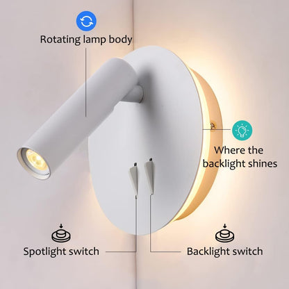 ZEROUNO Hardwired Sconces Wall Mounted Reading Lights with Switch LED Wall Lighting for Bedroom Bedside Lamps (Black)