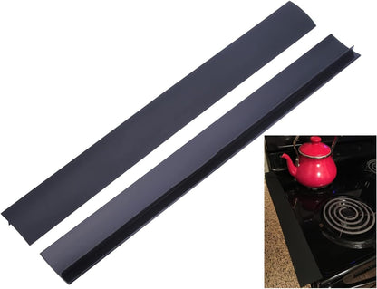 2 Pack Flexible Kitchen Stove Gap Covers, Silicone Gap Fillers Between Counter and Stovetop, Oven, Washer, Dryer, Easy to Wipe, Food Grade (Black, 21 Inches)