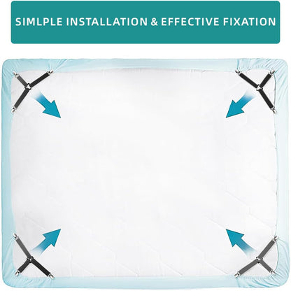 Bed Sheet Retainer Straps,Elasticated Adjustable Mattress Fitted Sheet Clips,Sheet Holder and Mattress Firm and Tight,for Anti-Slip and Anti-Wrinkle Sheets,Suitable of Mattresses,White