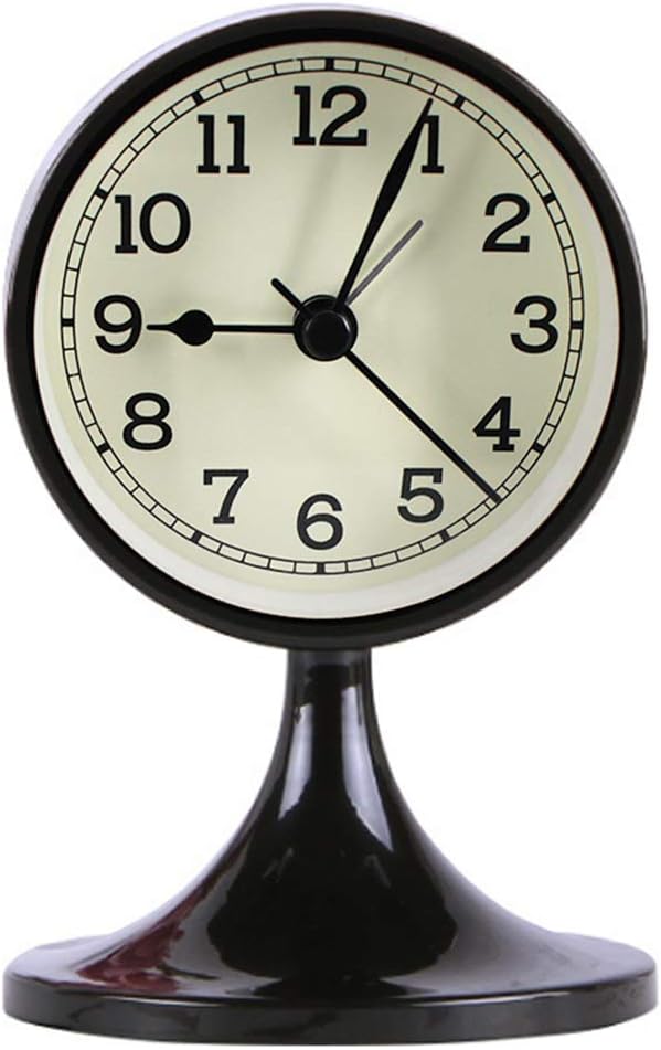 3" Round Quartz Analog Metal Alarm Clock Silent Non Ticking Desk Clock