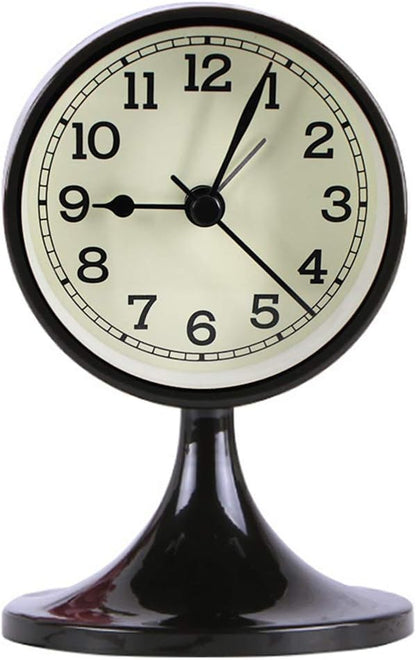 3" Round Quartz Analog Metal Alarm Clock Silent Non Ticking Desk Clock