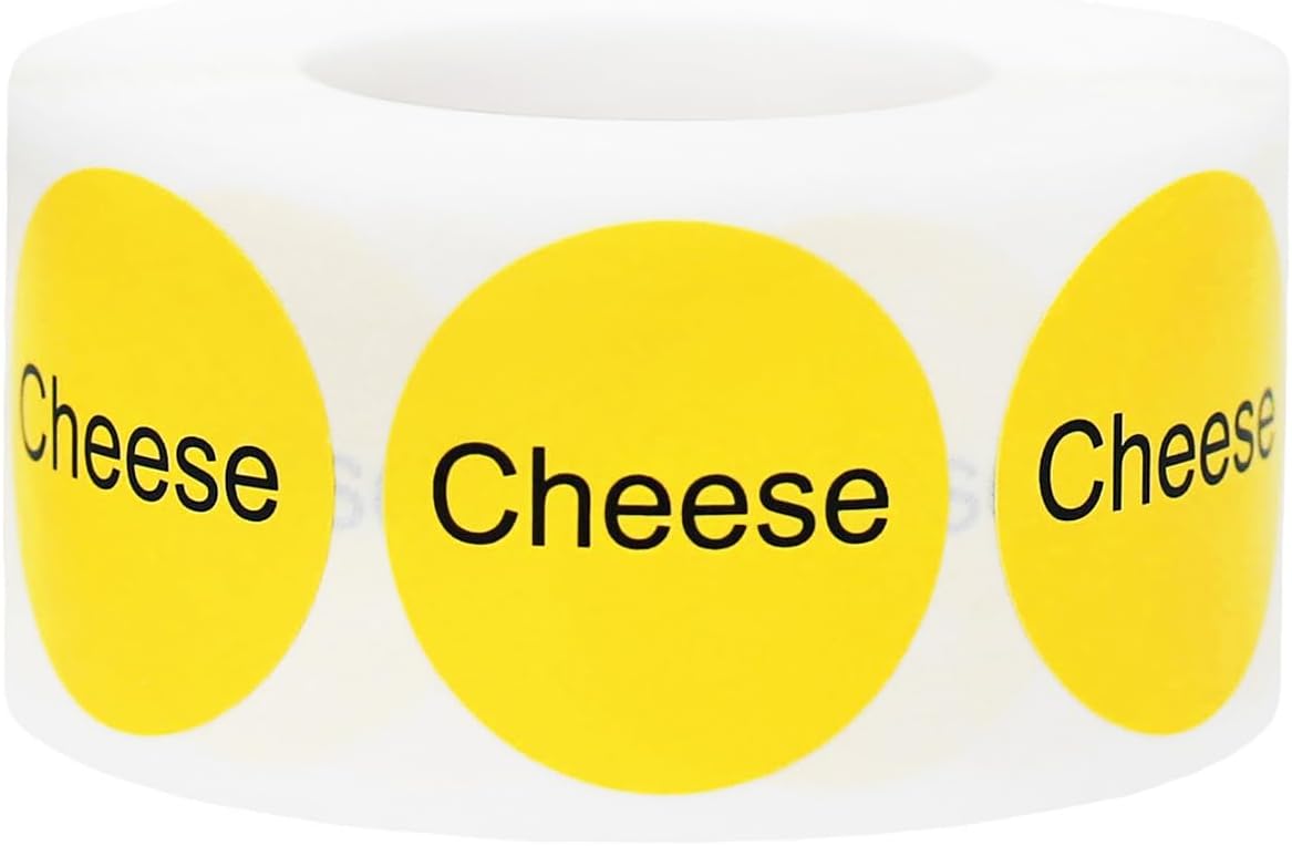 Yellow with Black Carnitas Circle Dot Adhesive Stickers, 1 Inch Round Labels, 500 Total Stickers