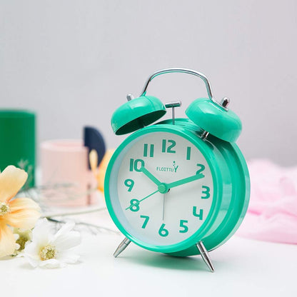 FLOITTUY Loud Alarm for Deep Sleepers 4'' Twin Bell Alarm Clock with Backlight for Bedroom and Home Decoration(Green)