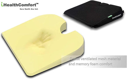 Wedge Seat Cushion Orthopedic Coccyx Tailbone Pain Relief Cushion, Memory Foam Ergonomic Wedge Pillow for Office Chair, Driving, Wheelchair, Gaming Non-Slip Bottom with Portable Handle
