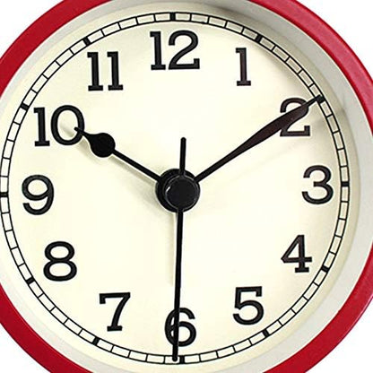 3" Round Quartz Analog Metal Alarm Clock Silent Non Ticking Desk Clock