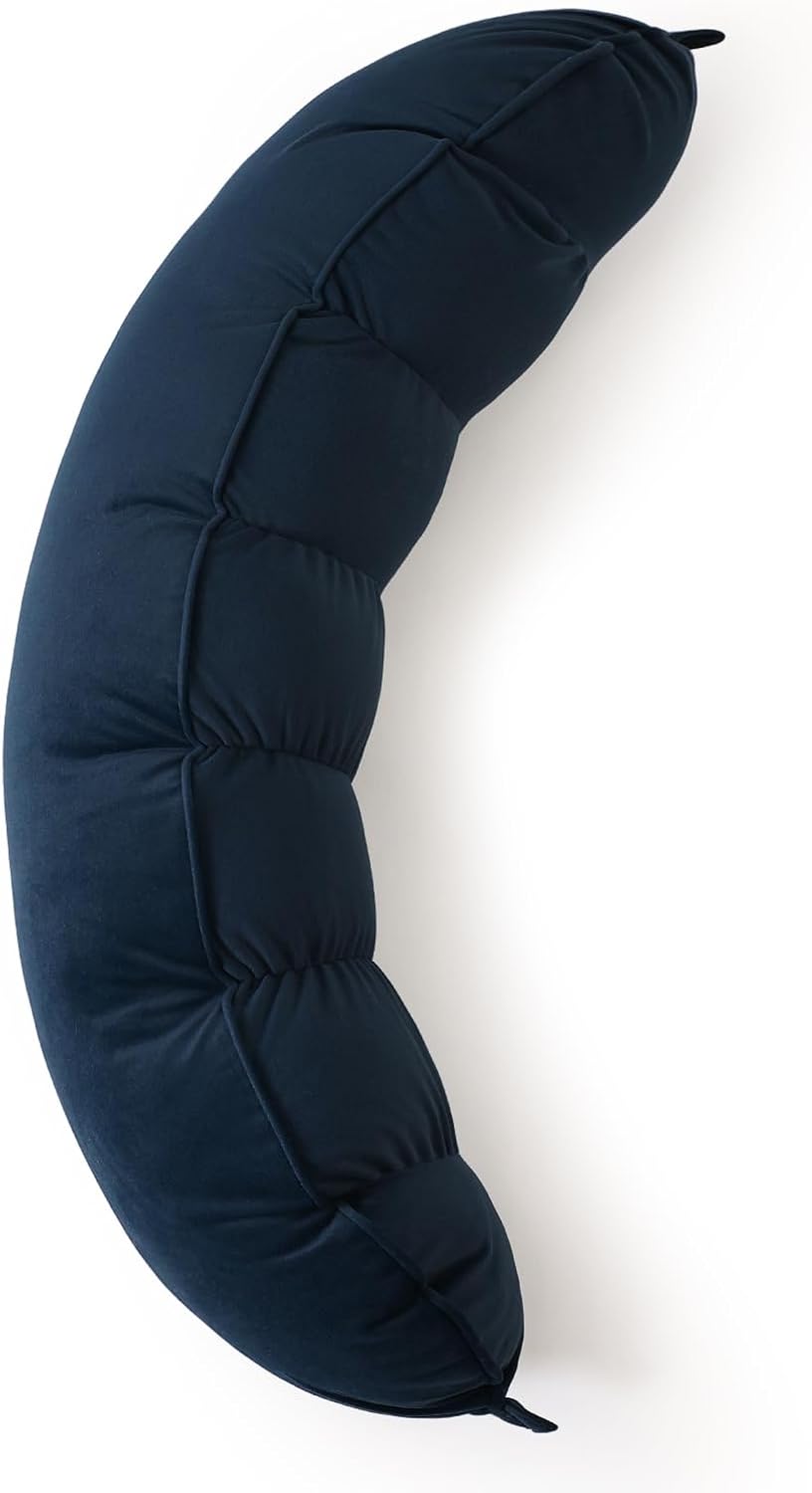 Peallow(Pat. Pend) – Long Round Body Pillow for Adults, Bolster Pillow for Sleeping, Soft and Supportive Pillow for Sleeping & Lumbar Support (Green-White, 29.5")