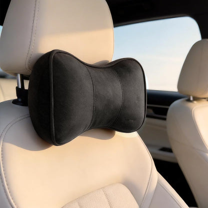 Memory Foam Neck Support Pillow for Recliner Car Headrest Pillow Tan | Couch Office Chair Head Cushion with Extension Adjustable Strap, Lower Back Lumbar Pain Relief, Ergonomic Design