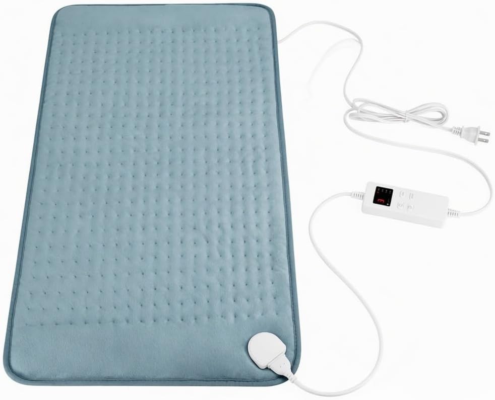 Heating Pad for Period Cramps, Heating Pad for Back/Neck/Shoulder Muscle Pain, 6 Heating&4 Timer Setting, Auto Shut Off, Dry/Moist Heat & Machine Washable, Gray Birthday Christmas Gifts for Women Mom