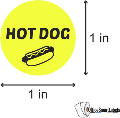 Ham & Cheese Stickers - 1 Inch Round Circle Food Labels in Bright Yellow for Restaurant Deli Food Truck Supermarket Grocery Store Stickers Food Menu Meal Choice Sticker Package Label - 300 Labels/Pack