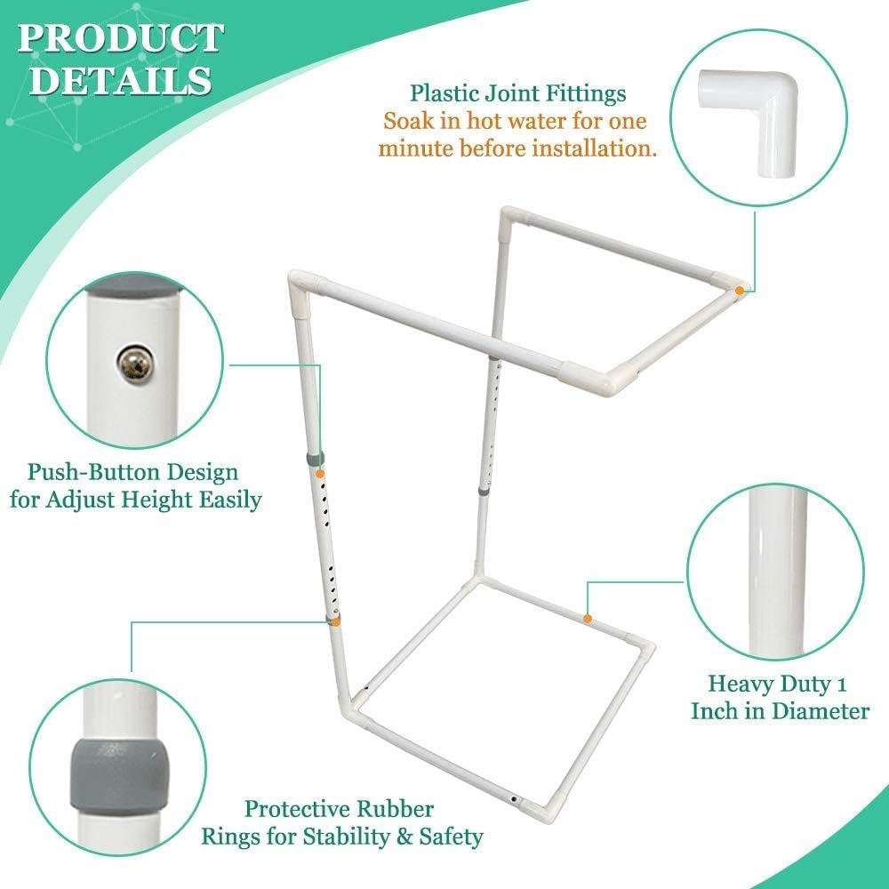 Blanket Lifters for Foot of Bed Feet Cradle Raiser Sheet Lifter Blanket Lift Support Holder Hospital Bed Rail Assistance Toe Care Leg Ankle Surgery Recovery Adjustable Height (26"- 34")