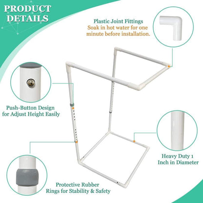 Blanket Lifters for Foot of Bed Feet Cradle Raiser Sheet Lifter Blanket Lift Support Holder Hospital Bed Rail Assistance Toe Care Leg Ankle Surgery Recovery Adjustable Height (26"- 34")