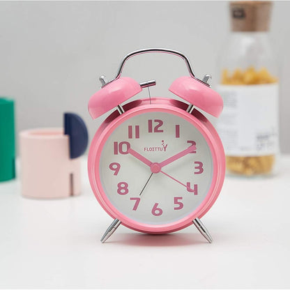 FLOITTUY Loud Alarm for Deep Sleepers 4'' Twin Bell Alarm Clock with Backlight for Bedroom and Home Decoration(Green)