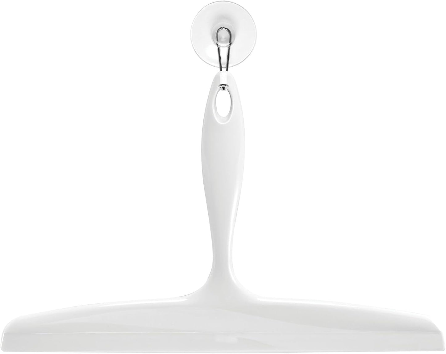 iDesign Plastic Bath Squeegee for Glass with Suction Hook Holder – 12", Clear