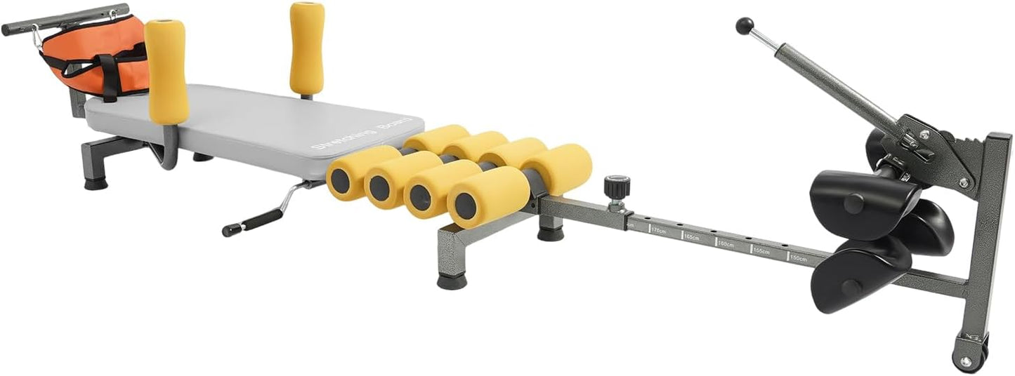 Lumbar Spinal Decompression Table, Inline Back Stretch Bench with Cervical Traction, 59-73" Length Adjustable Massage Traction Bed Table for Tension Relief, Cervical Lumbar Spine Back Stretcher