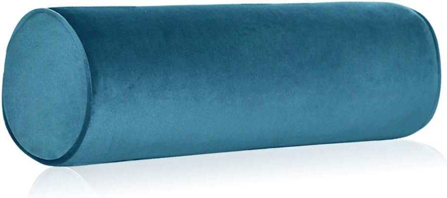 Tinbolunce Memory Foam Roll Pillow for Knee/Leg/Neck - Full Moon Bolster/Round Cylinder Pillow for Sleeping on Side or Back - Removable Cooling Cover Length 18" x 6" Diameter (Chocolate Brown)