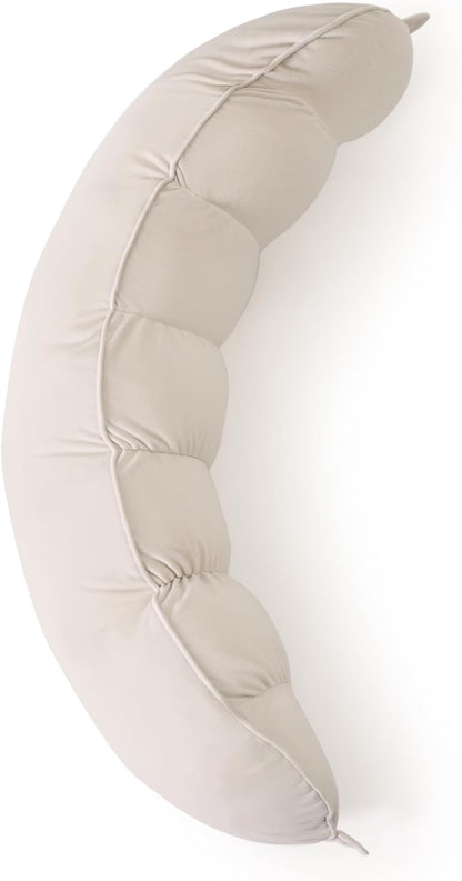 Peallow(Pat. Pend) – Long Round Body Pillow for Adults, Bolster Pillow for Sleeping, Soft and Supportive Pillow for Sleeping & Lumbar Support (Green-White, 29.5")