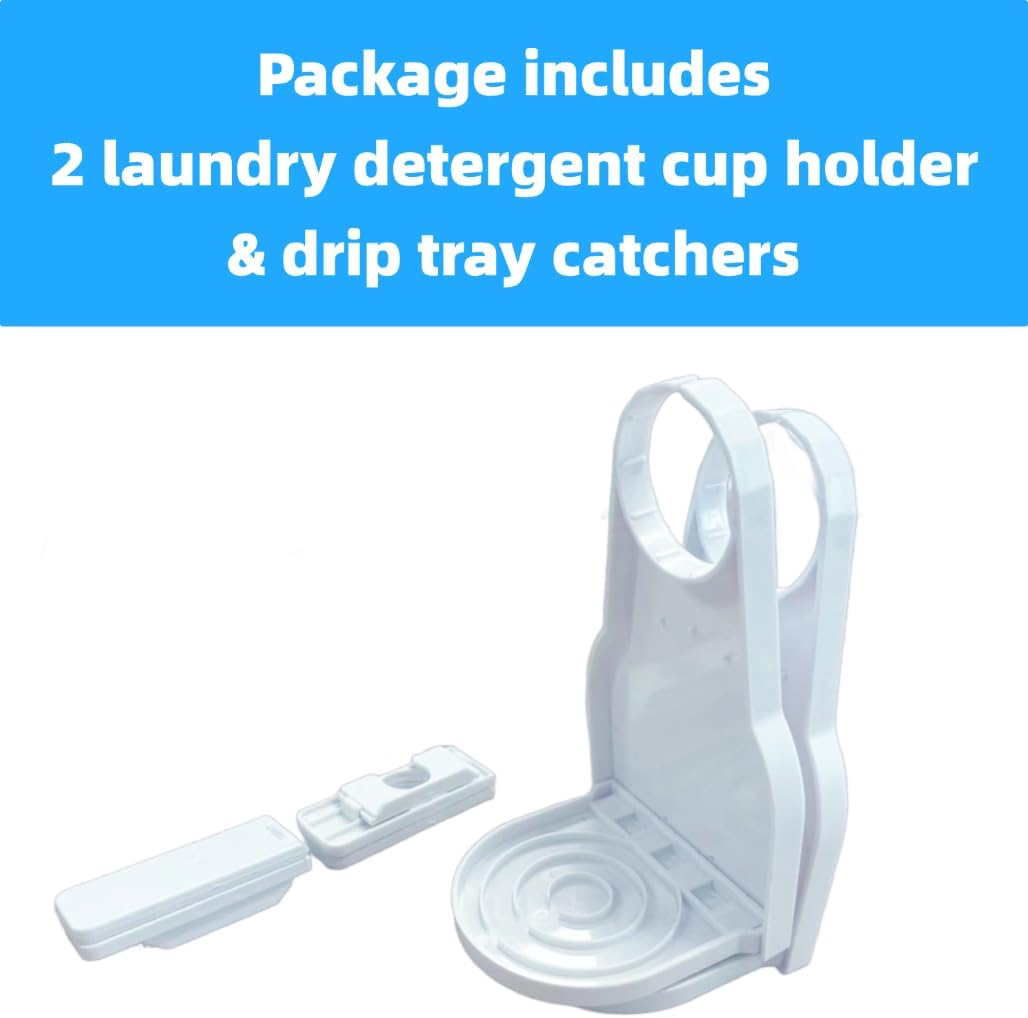 2 Pack Laundry Detergent Holder & Organizer with Plastic Drip Catcher - One-Hand Operation, Easy-Clean Tray, Sturdy ABS for 1.7'' Nozzles