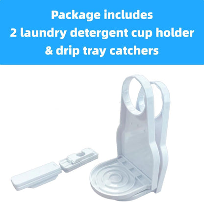 2 Pack Laundry Detergent Holder & Organizer with Plastic Drip Catcher - One-Hand Operation, Easy-Clean Tray, Sturdy ABS for 1.7'' Nozzles