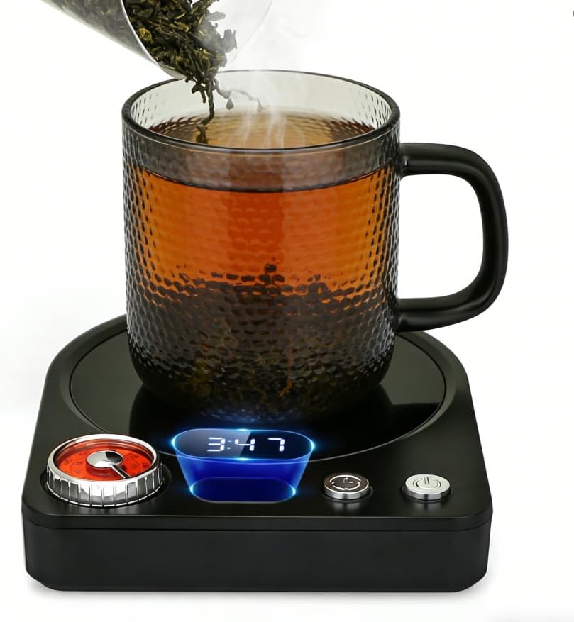 VOBAGA Coffee Mug Warmer with Smart Memory System & 9-Temperature Setting, Coffee Cup Warmer with Customize Timer & Precise Minute Timing, Suitable for Work, Reading, Sleeping