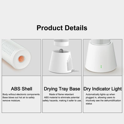 Reusable Cordless Gun Safe Mini Dehumidifier w/Heating Base | Rechargeable Quiet Small Portable Drier Stick for Space Room Bathroom Closet Car RV Boat Cabinet TOP-X-White 2+1