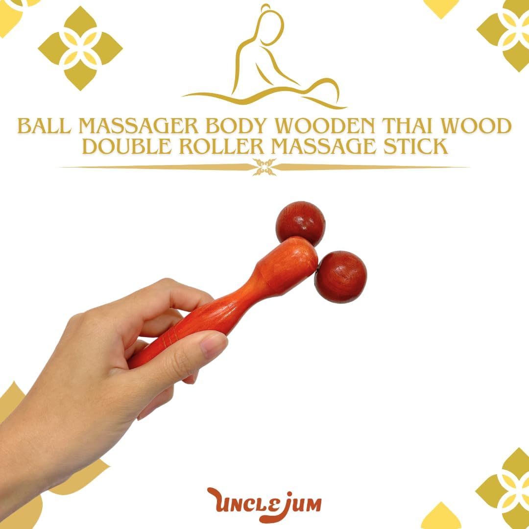 Massage Wooden Thai Wood Double Roller Massage Stick Wood Therapy Massage Tools Handheld