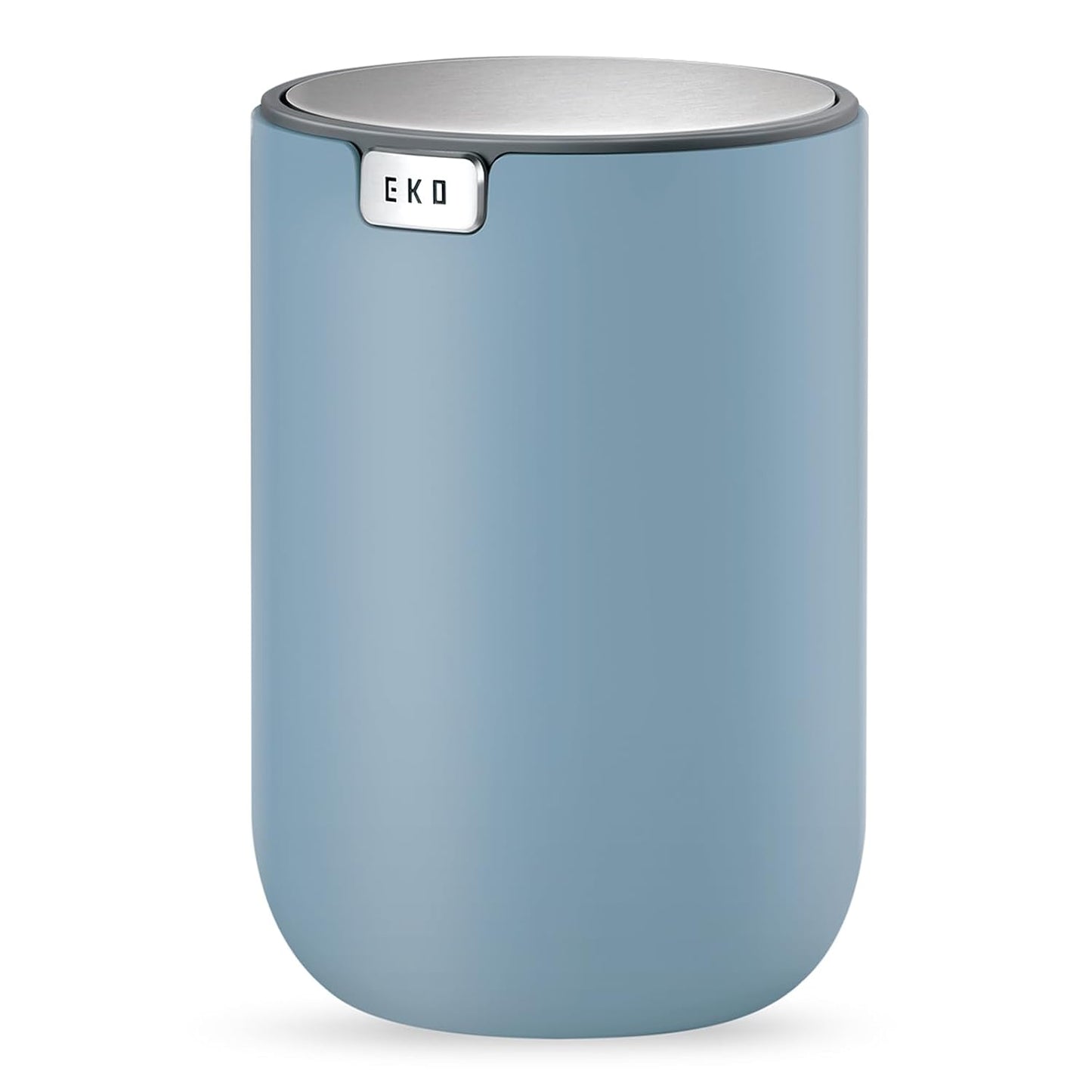 EKO Fandy 0.58 Gal/2.2L Mini Trash Can with Lid, Swing-Top Desktop Trash Can for Bathroom, Countertop, Vanity, Desk or Office, Small Garbage Bin (Blue)