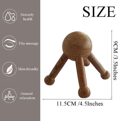 OULIGET Wooden Trigger Point Massage Tool,Spider Shape 5 Legs Massager,Scalp Massager Scraping Tool for Back,Neck,Shoulder and More