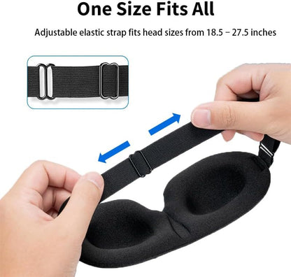 Sleep Mask for Back and Side Sleepers 1 Pack, 3D Light Blocking Eye Mask for Sleeping, Zero Pressure Eye Cover for Women and Men, Lightweight Breathable Night Blindfold Black