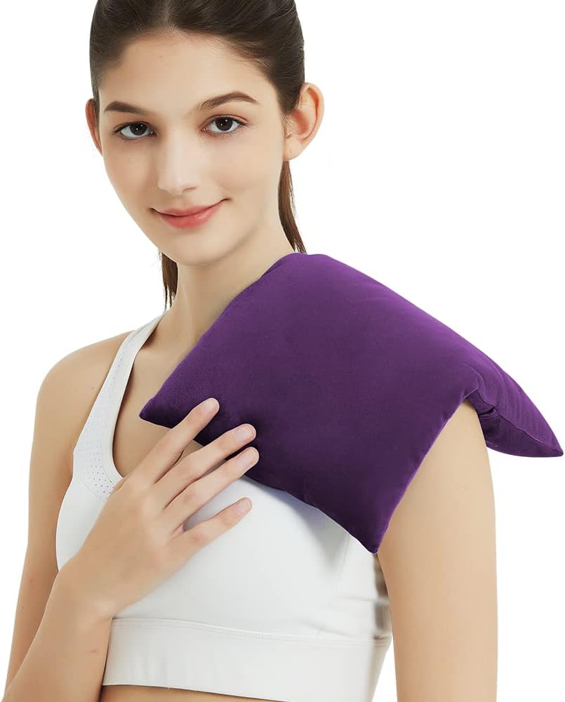 MORLIDEN Microwavable Heated Neck Wrap Warmer and Shoulder Weighted Heating Pad Microwave for Hot and Cold Compress - Purple