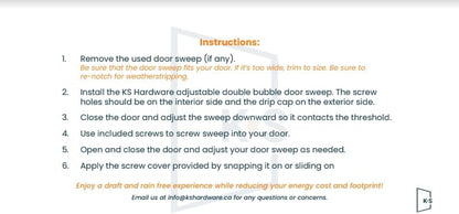 Adjustable Double Bubble Door Sweep & Draft Stopper | Under Door Seal for Exterior Doors 1 3/4" x 35.75" (White 36 inch nominally sized)