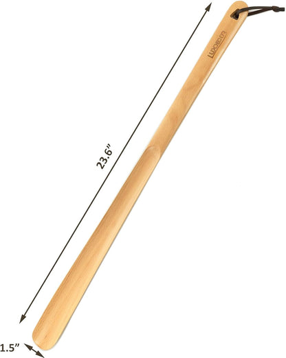 Luxdecor Long Handled Wooden Shoehorns-24in Wooden Long Handle Shoe Horn for Seinors Men Boot Jack Shoe Helper for Women
