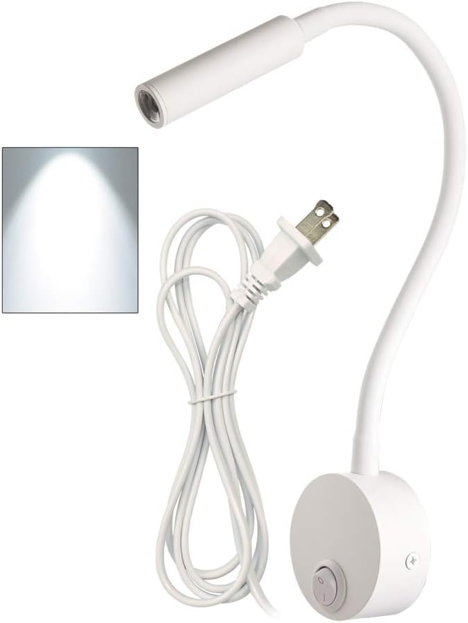 2-Pack Wall Mounted LED Reading Lamp Focused 25° Spotlight for Bedroom headboard Marine Cabin Boat Yacht Interior Light Hotel Suite Hospital Patient Room Bedside Sconce 4.92ft Cord