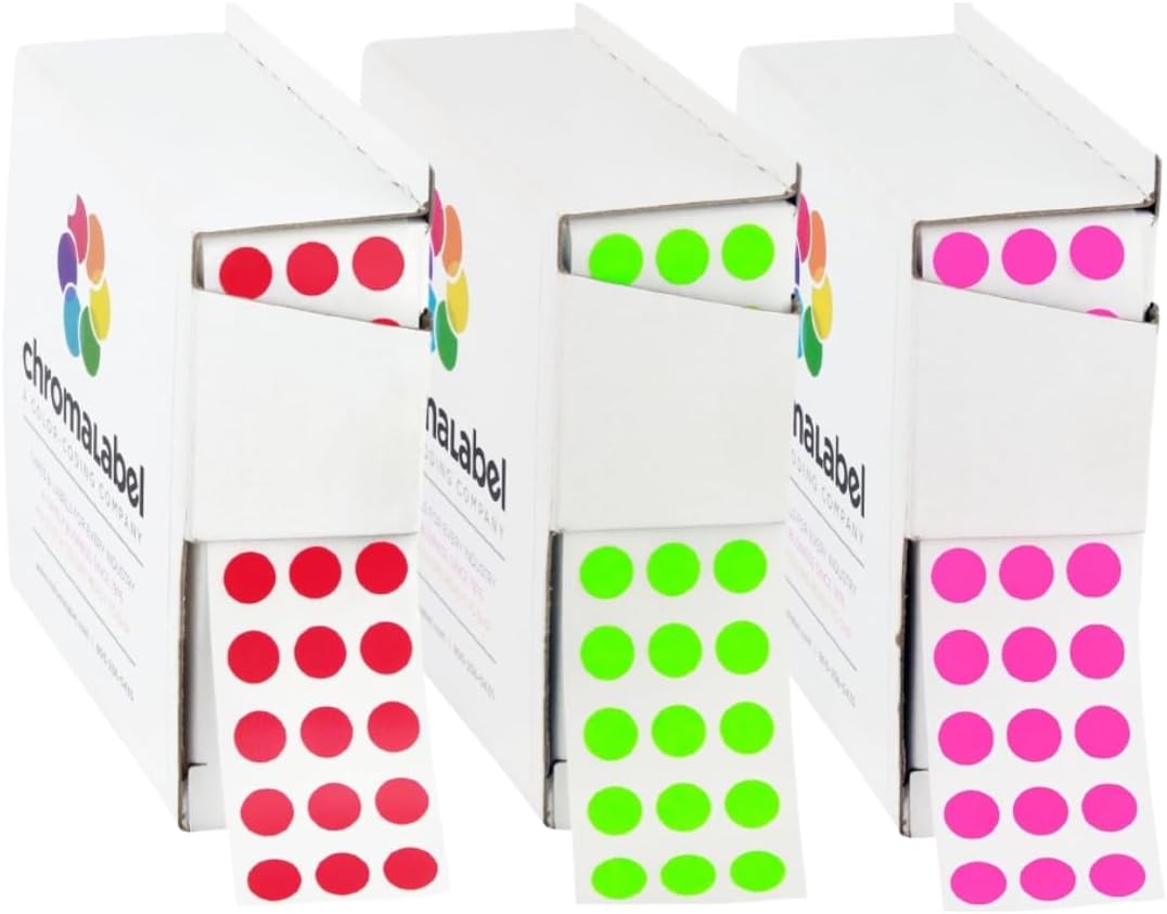 Dark Blue, Red & Yellow Dots, 1/4 Inch, 1000/Box Each Color | Writable Semi-Gloss Circle Labels in Dark Blue, Red and Yellow for Offices, Retail and Classrooms. Made in USA - Colors A