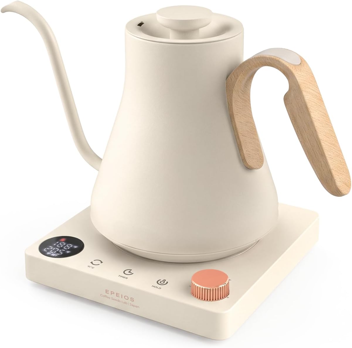 Epeios Gooseneck Electric Kettle 1°F Temperature Control,1200W,0.9L,Black | Rapid Heating, for Pour Over Coffee & Tea,Hot water Boiler,Brew Timer, 304 Stainless Steel Interior, Auto Shut-Off