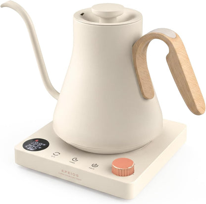 Epeios Gooseneck Electric Kettle 1°F Temperature Control,1200W,0.9L,Black | Rapid Heating, for Pour Over Coffee & Tea,Hot water Boiler,Brew Timer, 304 Stainless Steel Interior, Auto Shut-Off