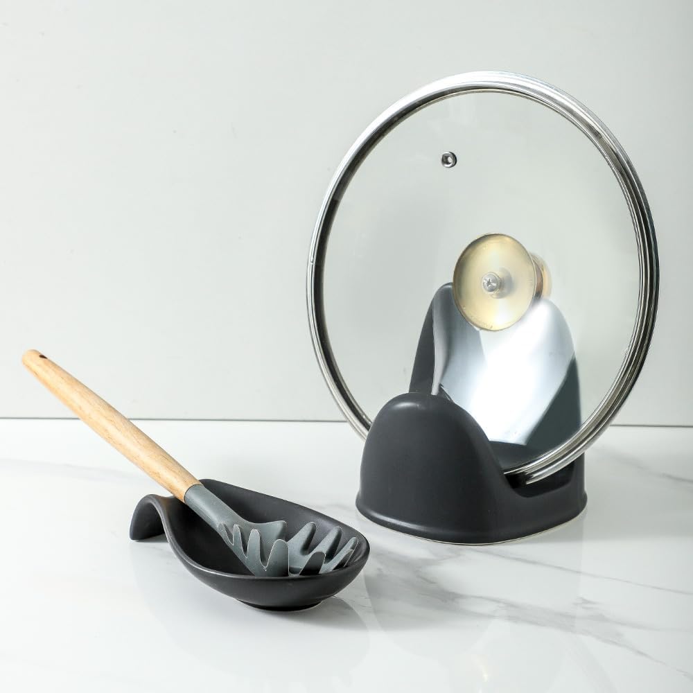 Nihow Ceramic Pot Lid Holder While Cooking for Kitchen Counter/Stove Top | Blue,Stable, Dishwasher Safe, Keep Counter Top Tidy and Clean,Water Proof,Saving Space,Heat Resistant