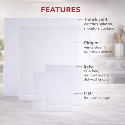 HIC Kitchen Splatter Guards for Microwave, BPA Free, Set of 4