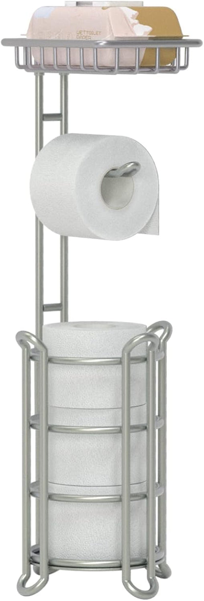 Toilet Paper Holder Stand Tissue Paper Roll Dispenser with Shelf for Bathroom Storage Holds Reserve Mega Rolls-Bronze