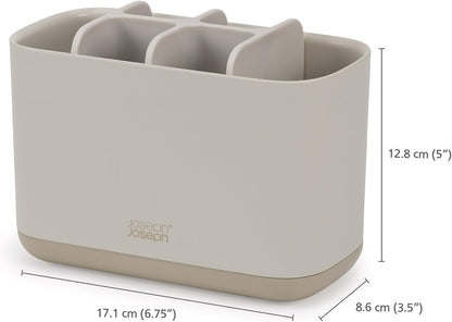 Joseph Joseph Easy-Store - Compact Toothbrush Holder Caddy Bathroom Storage , Grey/White, Regular