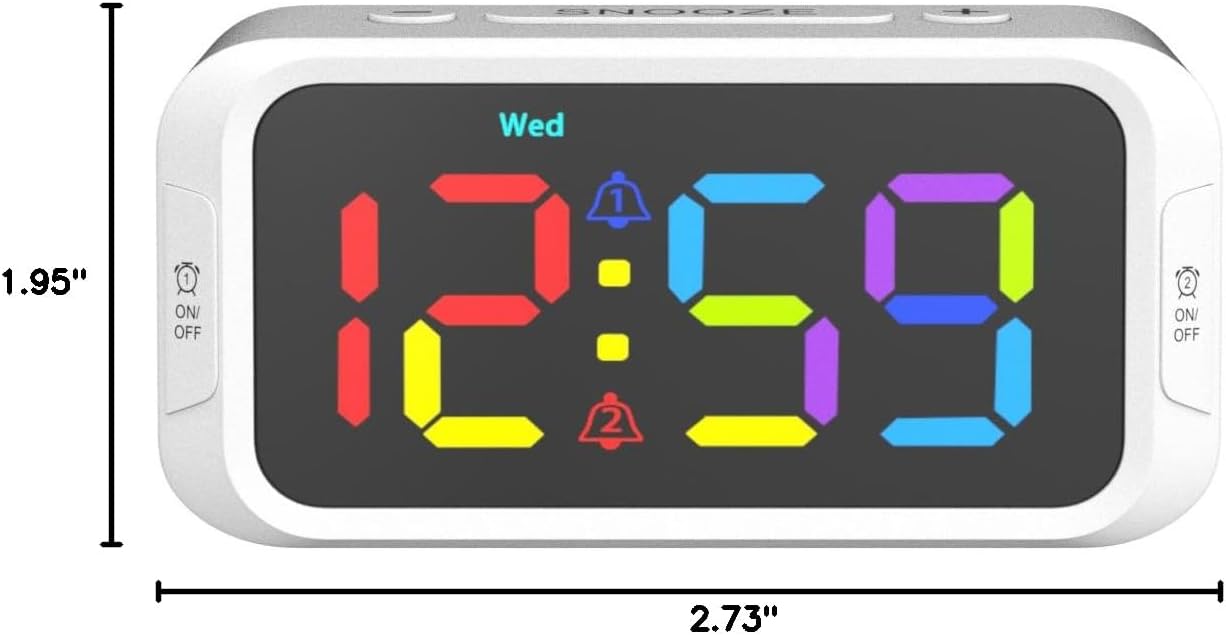 Odokee Digital Dual Alarm Clock for Bedroom with 0-100% Dimmable Display | Easy to Set Alarm Clock with Weekday/Weekend Mode - Loud Alarm for Heavy Sleepers with 5 Sounds Adjustable Volume - Blue