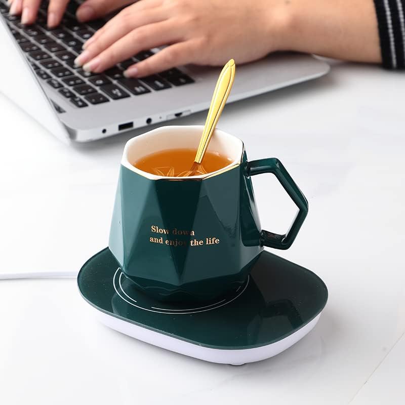 Coffee Warmer for Desk with Mug Set. Birthday Gifts Graduation Gifts for Woman. Coffee Cup Warmer with Automatic Shut Off, Heated Coffee Mug. Drink Warmer for Cocoa, Tea, Milk (Pink)