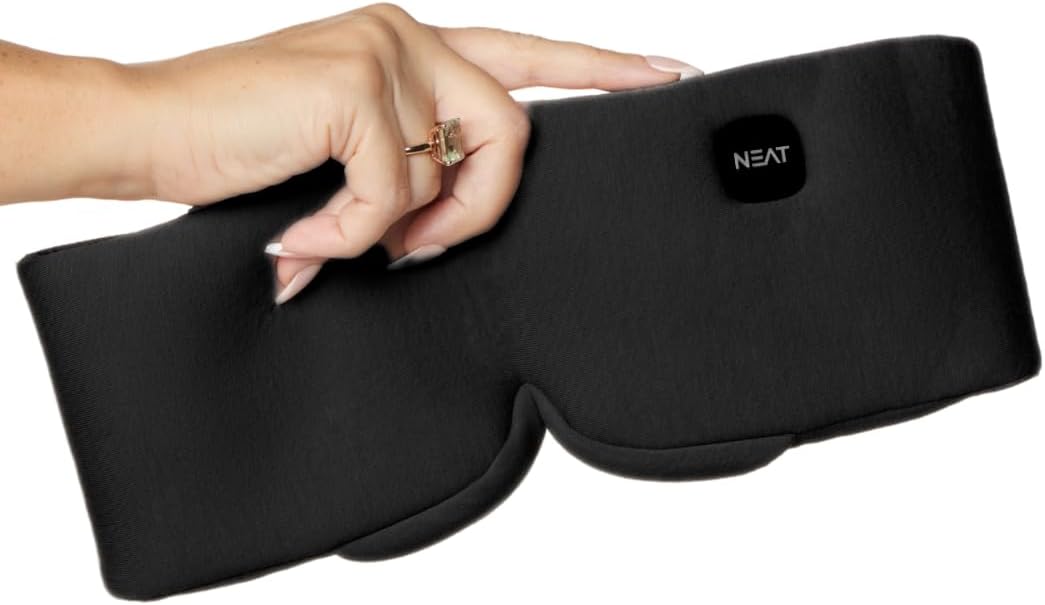Heated Eye Mask – Cordless Electric Warm Eye Compress for Dry Eyes, Stye & Eye Strain Relief – 4 Heat Settings, Rechargeable, Light-Blocking, Blackout, Washable Cover (Ocean Stone)