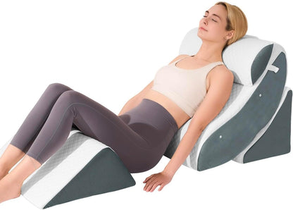OAISZ 4PCS Wedge Pillow Set for After Surgery, Adjustable Bed Wedges, Gery | Back and Leg Support, Acid Reflux Relief, Post Surgery Recovery, Leg Elevation, Memory Foam, Bed Wedge Pillow for Sleeping