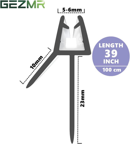 2-Pack Frameless Shower Door Bottom Seal (1/4'' X 39'') Clear Glass Shower Door Sweep Strip can Covers up to 23mm Gap - Stop Leaks